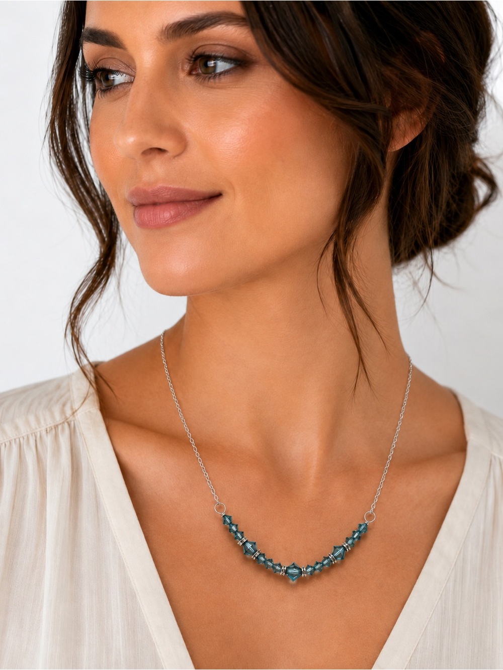 Swarovski Indian Sapphire Crystal Silver Necklace